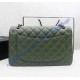 Chanel Jumbo Classic Flap Bag in Green Lambskin with silver hardware