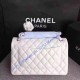 Chanel Jumbo Classic Flap Bag in White Lambskin with silver hardware