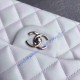 Chanel Jumbo Classic Flap Bag in White Lambskin with silver hardware