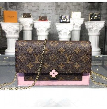 Louis Vuitton Monogram Canvas Flore Chain Wallet Rose Ballerine M67405