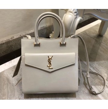 Saint Laurent UPTOWN Small tote in shiny smooth leather YSL6491-white
