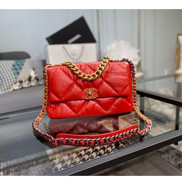 Chanel 19 Large Flap Bag C1161-red
