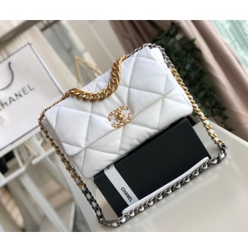 Chanel 19 Large Flap Bag C1161-white