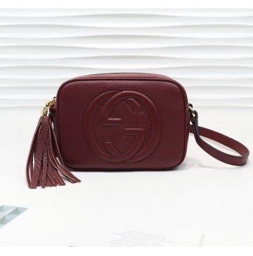 Gucci Soho Small Leather Disco Bag GU308364-wine-red