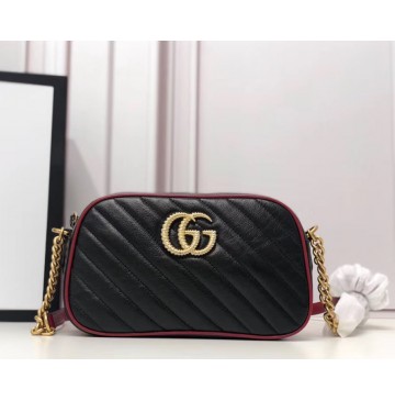 Gucci GG Marmont small matelasse shoulder bag GU447632-black-red