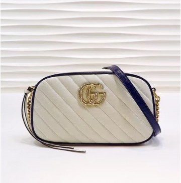 Gucci GG Marmont small matelasse shoulder bag GU447632-white-blue