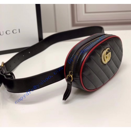Gucci GG Marmont Matelasse Leather Belt Bag GU476434-black-red ...