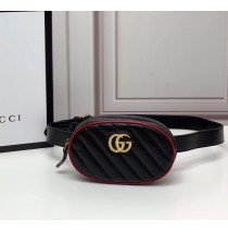 Gucci GG Marmont Matelasse Leather Belt Bag GU476434-black-red