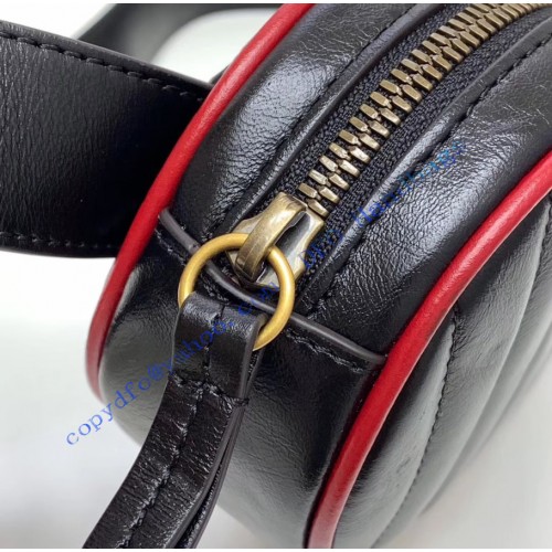 Gucci GG Marmont Matelasse Leather Belt Bag GU476434-black-red ...