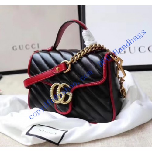 Gucci GG Marmont Mini Top Handle Bag GU547260-black-red – LuxTime DFO ...