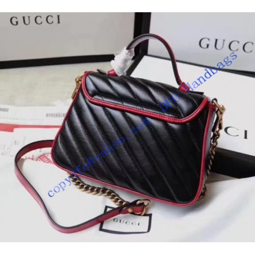 Gucci GG Marmont Mini Top Handle Bag GU547260-black-red – LuxTime DFO ...