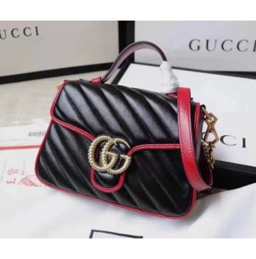 Gucci GG Marmont Mini Top Handle Bag GU547260-black-red