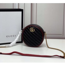 Gucci GG Marmont Mini Round Shoulder Bag GU550154-black-red