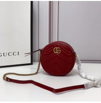 Gucci GG Marmont Mini Round Shoulder Bag GU550154-red