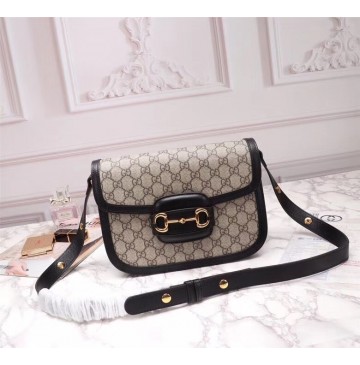 Gucci GG Supreme Horsebit 1955 shoulder bag GU602204C-black