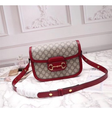 Gucci GG Supreme Horsebit 1955 shoulder bag GU602204C-red