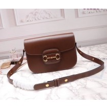 Gucci Leather Horsebit 1955 shoulder bag GU602204L-brown