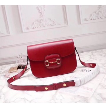 Gucci Leather Horsebit 1955 shoulder bag GU602204L-red