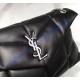 Saint Laurent LOULOU PUFFER Medium bag in quilted lambskin YSL577475B-black