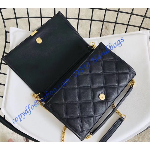 Saint Laurent BECKY chain wallet in quilted lambskin YSL585031-black ...