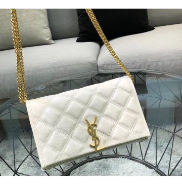 Saint Laurent BECKY chain wallet in quilted lambskin YSL585031-cream