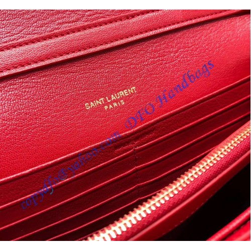Saint Laurent BECKY chain wallet in quilted lambskin YSL585031-red ...