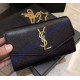 Saint Laurent UPTOWN chain wallet in grain de poudre embossed leather YSL607788-black