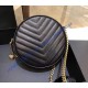 Saint Laurent VINYLE round camera bag in chevron-quilted grain de poudre embossed leather YSL610436-black