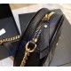 Saint Laurent VINYLE round camera bag in chevron-quilted grain de poudre embossed leather YSL610436-black