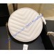 Saint Laurent VINYLE round camera bag in chevron-quilted grain de poudre embossed leather YSL610436-white