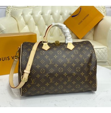 Louis Vuitton Monogram Canvas Speedy 35 with Shoulder Strap M40392