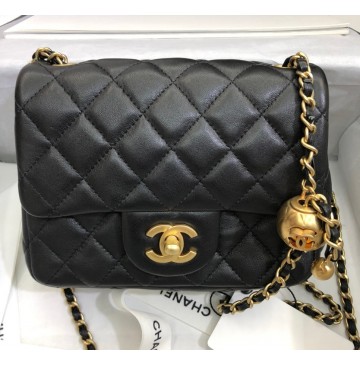 Chanel Mini Quilted Square Bag in Lambskin C1786-black