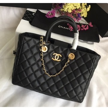 Chanel Quilted Shopping Tote C57974B-black