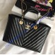 Chanel Chevron Shopping Tote C57974V-black