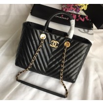 Chanel Chevron Shopping Tote C57974V-black