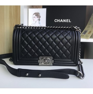 Chanel Boy Medium Quilted Flap Bag in Calfskin C67086BB-black