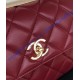 Chanel Flap Bag with Top Handle C92236A-wine-red