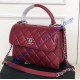 Chanel Flap Bag with Top Handle C92236B-wine-red