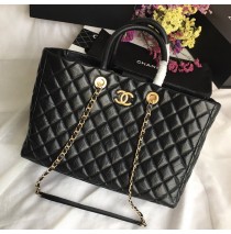 Chanel Quilted Large Shopping Tote C93525-black