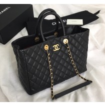 Chanel Quilted Large Shopping Tote C93525B-black
