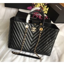 Chanel Chevron Large Shopping Tote C93525V-black