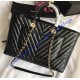 Chanel Chevron Large Shopping Tote C93525V-black