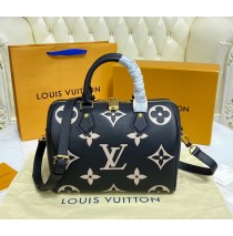 Louis Vuitton Monogram Empreinte Speedy Bandouliere 25 M58947-black-beige