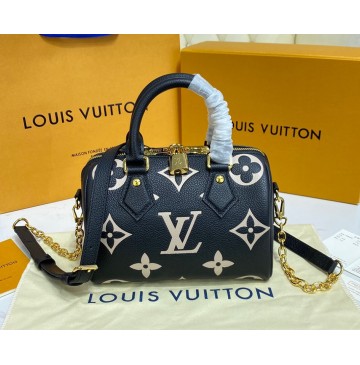 Louis Vuitton Monogram Empreinte Speedy Bandouliere 20 M58953-black-beige