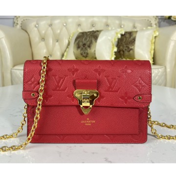 Louis Vuitton Monogram Empreinte Leather Vavin Chain Wallet M67839-red