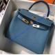 Hermes Kelly 28cm in Togo Leather Golden Hardware H5528G-bleu-jean