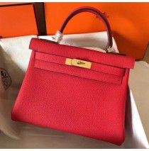 Hermes Kelly 28cm in Togo Leather Golden Hardware H5528G-Rouge-casaque