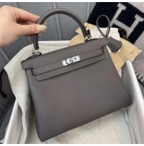 Hermes Kelly 28cm in Togo Leather Palladium Hardware H5528W-Etain