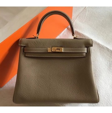 Hermes Kelly 32cm in Togo Leather Golden Hardware H5532G-Etoupe