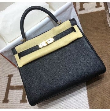 Hermes Kelly 32cm in Togo Leather Golden Hardware H5532G-black